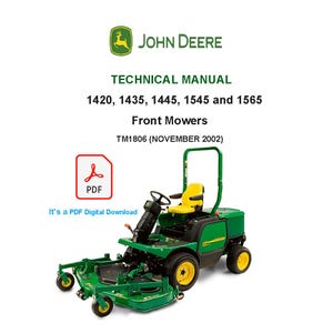 John Deere 1420, 1435, 1445, 1545, 1565 Frontmäher TM1806 Technisches Handbuch PDF-Download - englische Sprache