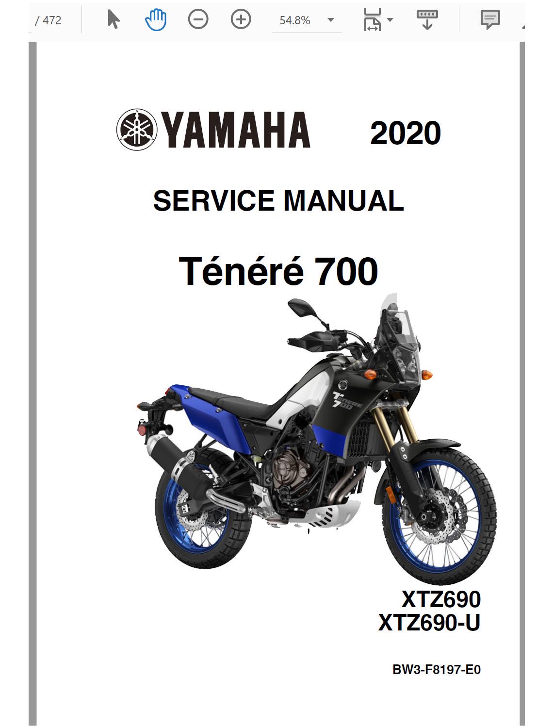 YAMAHA XTZ690　テネレ700　 サービスマニュアル 2020 Yamaha Tenere 700 Ténéré 700 XTZ690 XTZ690-U 修理サービス