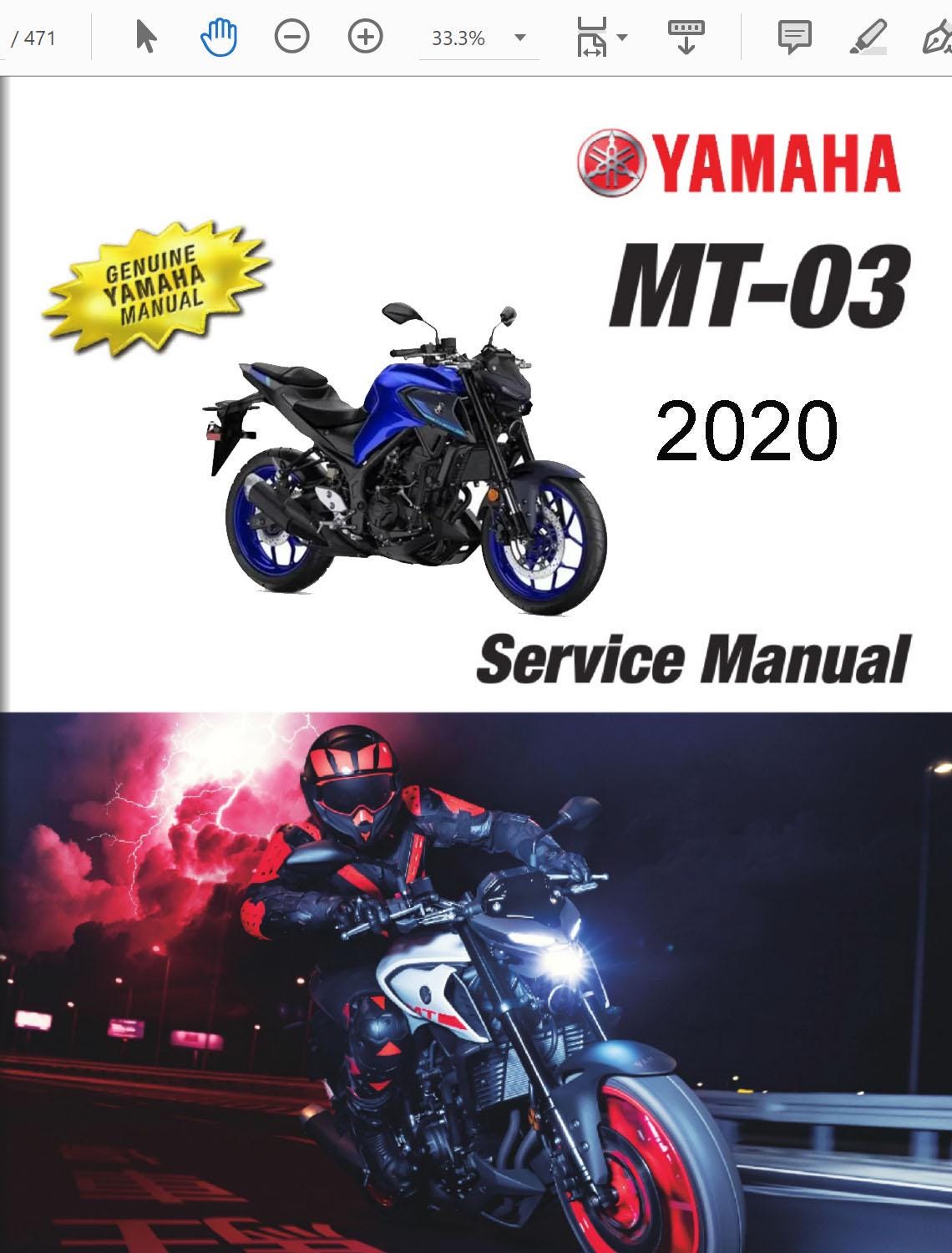 ヤマハ 2020-2023 MT03 MT 03 修理サービスマニュアル PDF