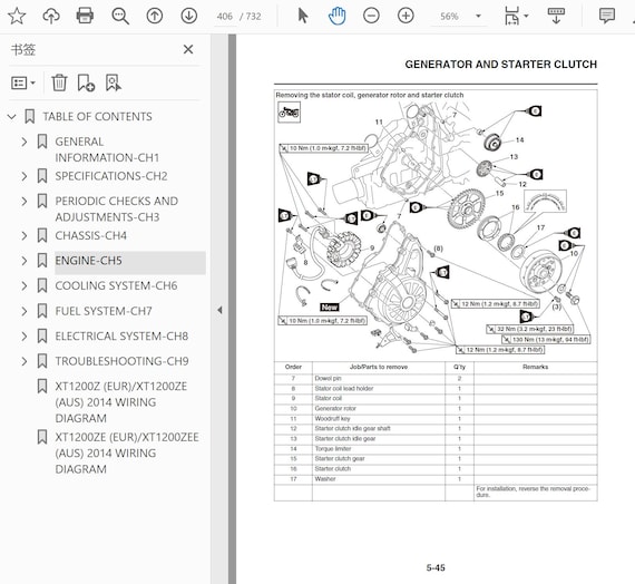 Yamaha XT1200 Z / ZE 2014 - 2016 Super Tenere Ténéré Repair