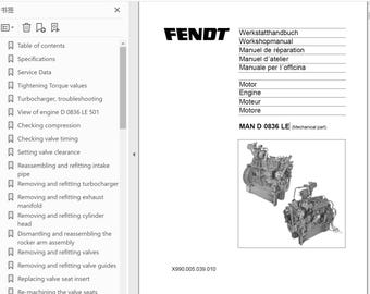 Fendt MAN D 0836 LE Engine Workshop Service Repair Manual PDF Download