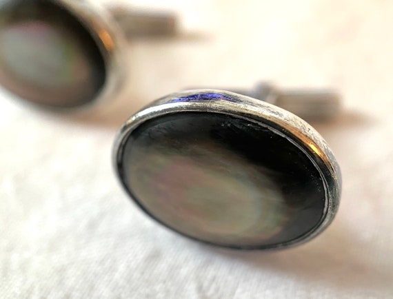 Silver and Moonstone Cufflinks and Tie Clasps - image 3