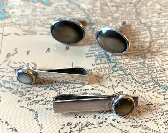 Silver and Moonstone Cufflinks and Tie Clasps - image 4
