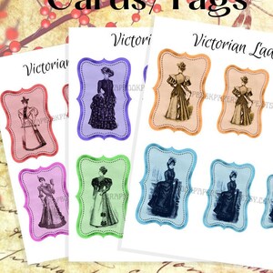 Digtial Taschenanhänger| Viktorianische Damenkarten| Viktorianisches Junk Journal Ephemera| Anhänger| Karten| Druckbare Taschenanhänger| Scrapbook Collage Sheet