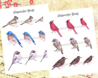 Watercolor Birds Scrapbook Paper | Junk Journal Ephemera (Digital Download)