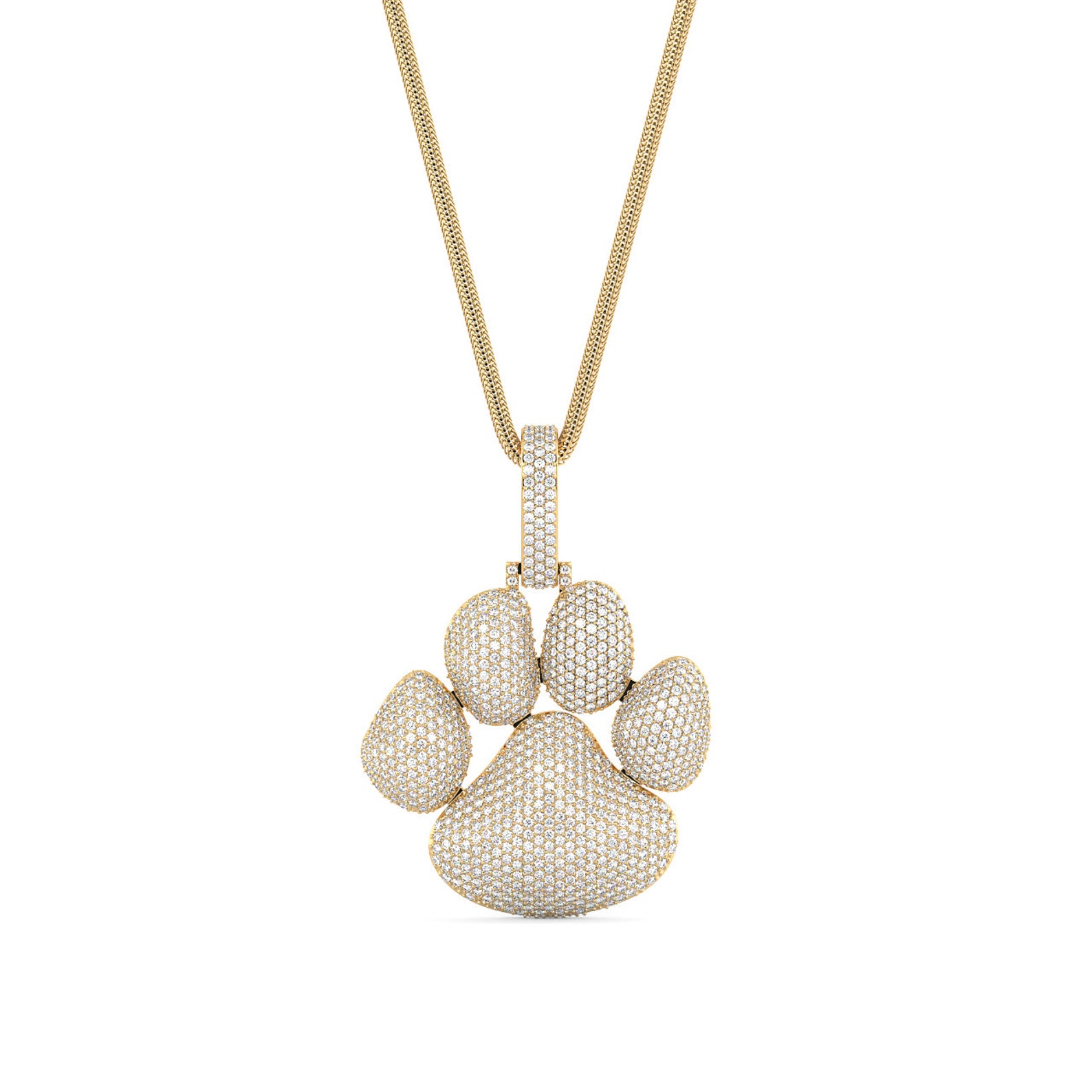 Yellow Gold Plated Bear Paw Pendant With Round Diamonds in - Etsy
