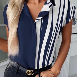 Short Sleeved Top-buttoned Shirt-designer Women Top-minimalist - Etsy