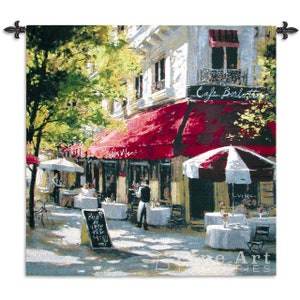 53x53 CAFE FRANCETTE French Paris France Street Tapestry Wall Hanging