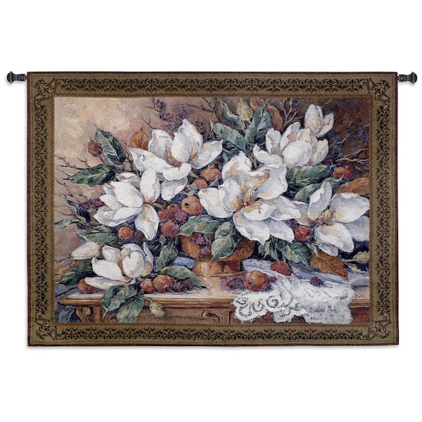53x41 ENDURING RICHES Magnolia Bouquet Floral Flower Still Life Art Tapestry Wall Hanging