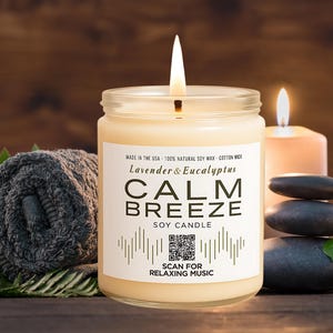 Vela de soja de lavanda y eucalipto con música relajante: aroma de spa de aromaterapia
