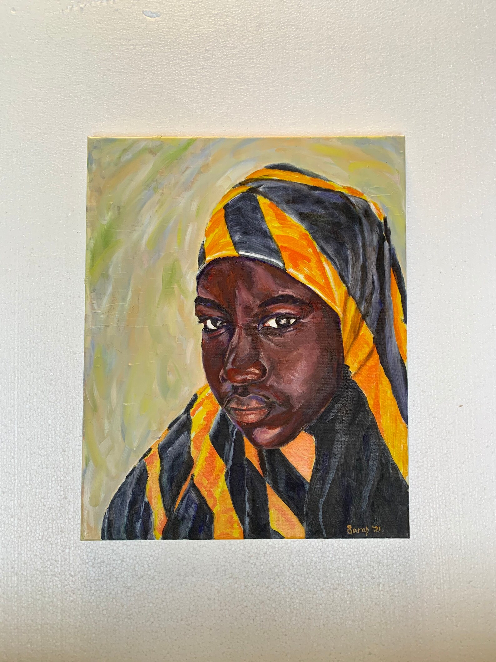 Original oil painting portrait of a young woman with headscarf Etsy