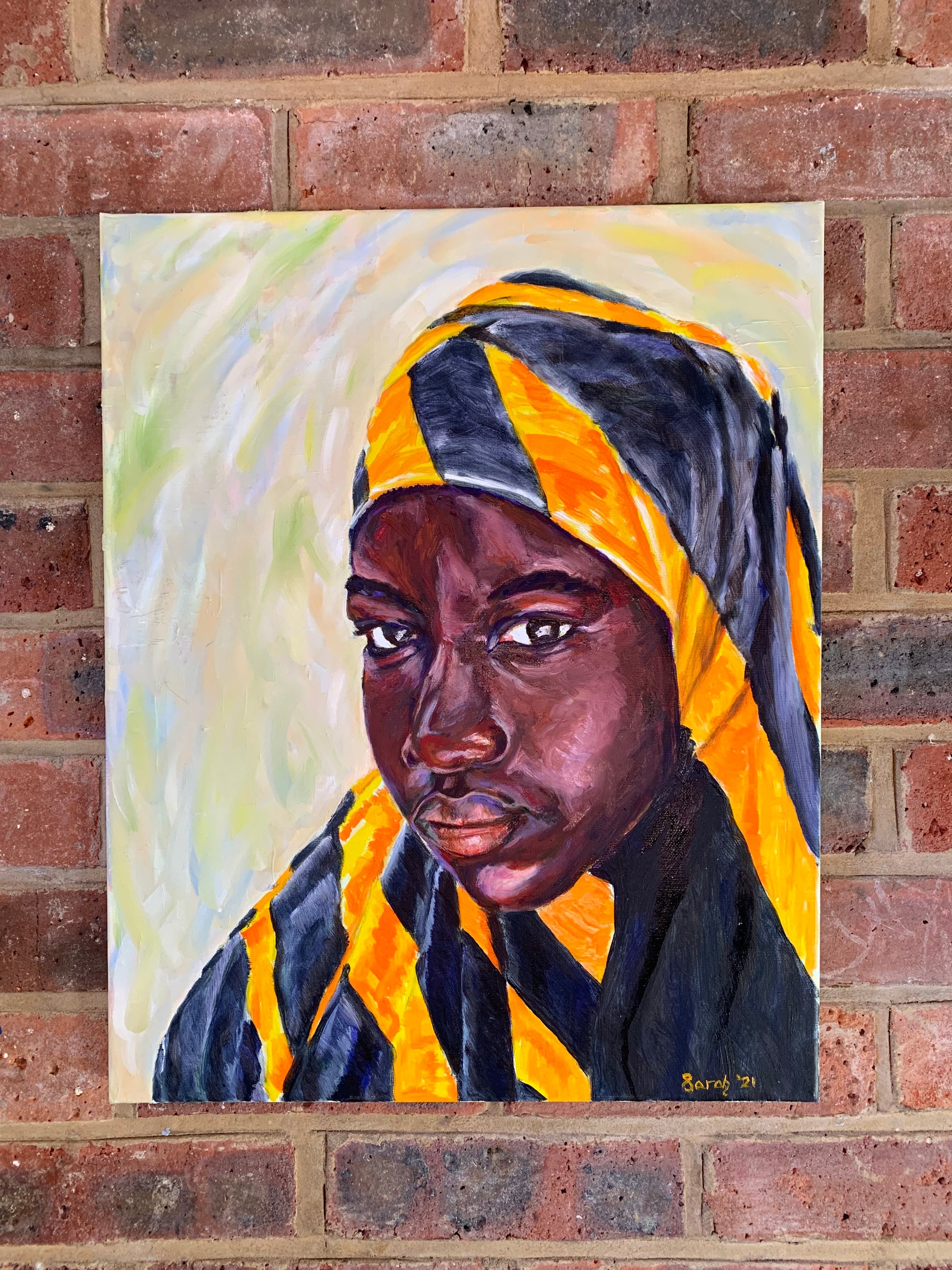 Original oil painting portrait of a young woman with headscarf Etsy