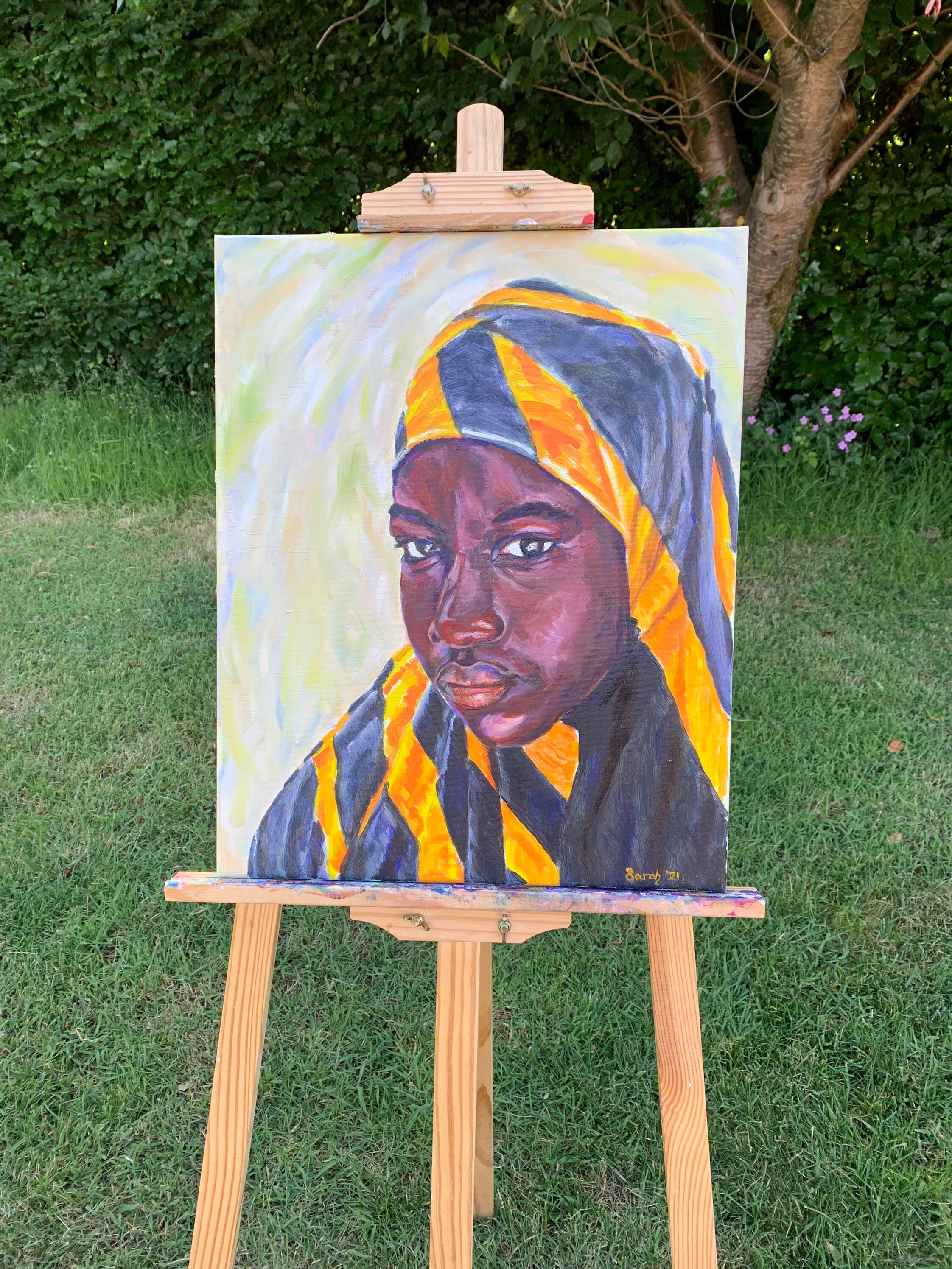 Original oil painting portrait of a young woman with headscarf Etsy