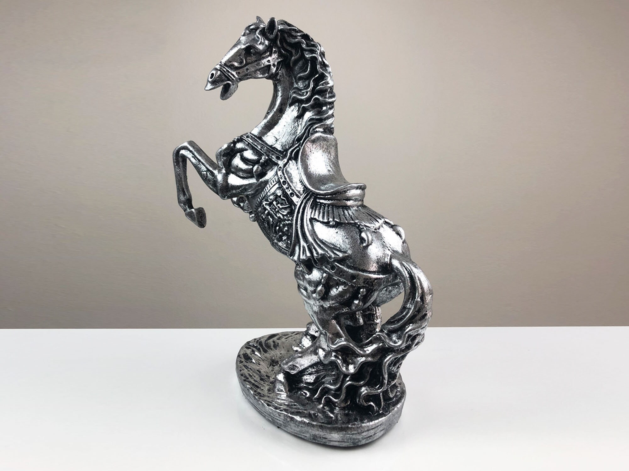 Silver Horse Figurines Decorative Object home office horse Etsy