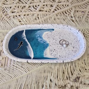 Trinket/Jewellery Tray Stingray & Shark - Beach/Ocean Inspired. Home Decor | Bathroom Tray | Terrazzo Tray | Jewellery Tray image 4