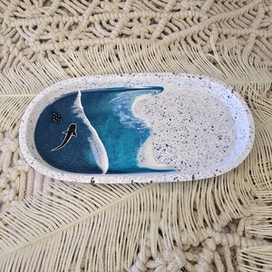 Trinket/Jewellery Tray Stingray & Shark - Beach/Ocean Inspired. Home Decor | Bathroom Tray | Terrazzo Tray | Jewellery Tray image 6