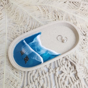 Trinket Tray - Beach/Ocean Inspired | Stingray Lover Decor Gift | Ocean Home Decor | Beach Bathroom Tray | Ocean Bedroom Decor