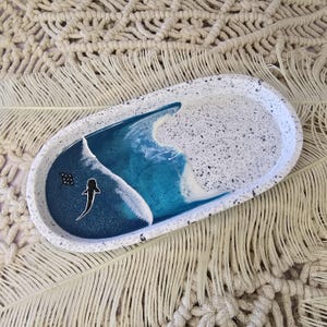Trinket/Jewellery Tray Stingray & Shark - Beach/Ocean Inspired. Home Decor | Bathroom Tray | Terrazzo Tray | Jewellery Tray image 2