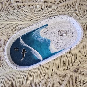 Trinket/Jewellery Tray Stingray & Shark - Beach/Ocean Inspired. Home Decor | Bathroom Tray | Terrazzo Tray | Jewellery Tray image 1