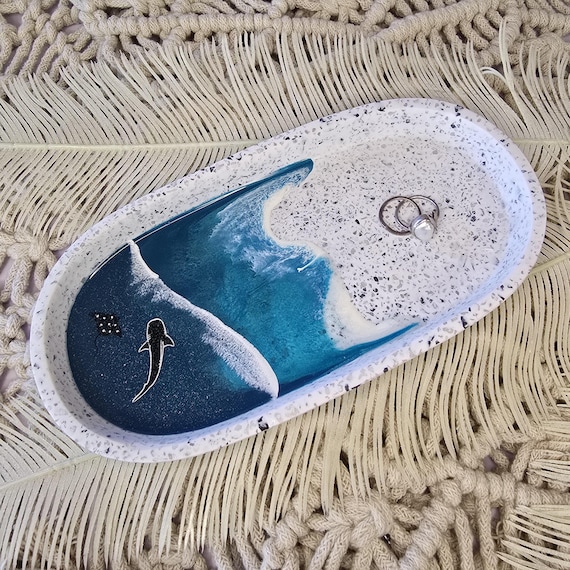 Trinket/Jewellery Tray Stingray & Shark - Beach/Ocean Inspired. Home Decor | Bathroom Tray | Terrazzo Tray | Jewellery Tray