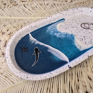 Trinket/Jewellery Tray Stingray & Shark - Beach/Ocean Inspired. Home Decor | Bathroom Tray | Terrazzo Tray | Jewellery Tray image 3