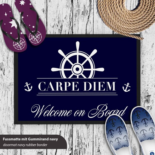 Nautical welcome doormat / maritime entrance mat personalized for boat, yacht, sailing