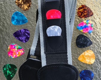 Guitar Strap and 15 Hand Punched Assorted Guitar Picks.