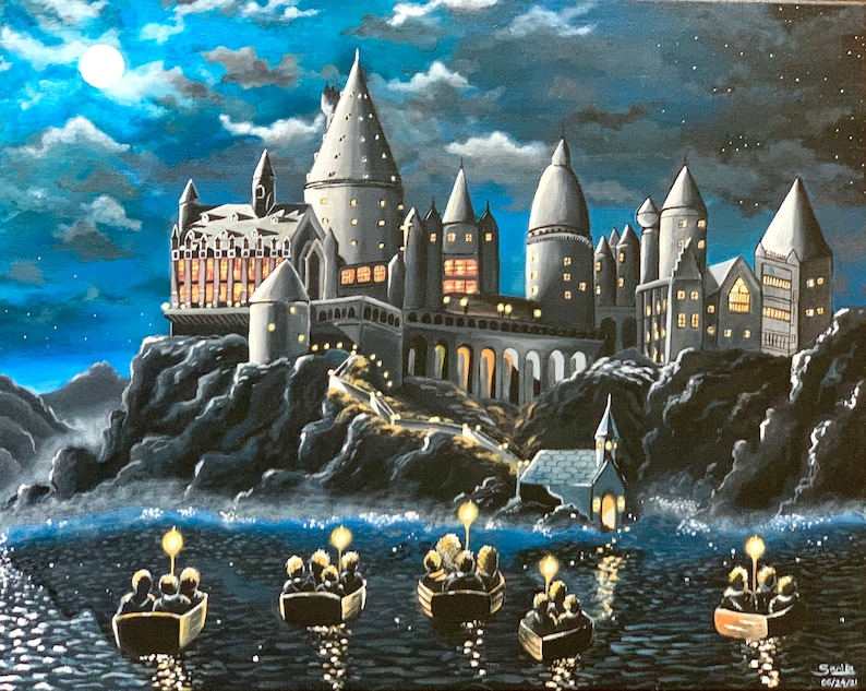 Hogwarts Castle Harry Potter Original handmade Canvas Acrylic Etsy Hogwarts Castle Harry Potter Original handmade Canvas Acrylic Etsy
