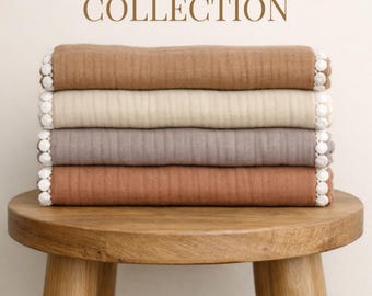 Organic Shoulder Burp Cloths Set, Earthy Neutral tones, 100% Organic Cotton, Newborn Gift Bundle