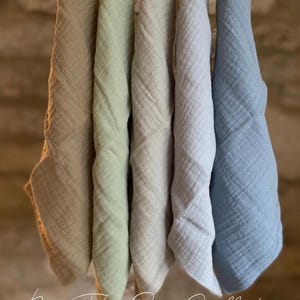 Small handy size muslin set. Organic GOTS cotton. Baby washcloths. Newborn essentials By The Sea