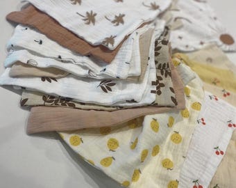 Reusable Baby Wipes for Sensitive Skin | Organic Cotton Mini Muslins, Plastic-Free Eco Baby Wipes, Soft Wash Cloths for Newborns