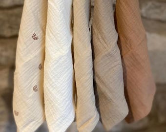 Organic Muslin Baby Washcloths: Earth Tones.  Face cleansing. Cloths, Set of 5