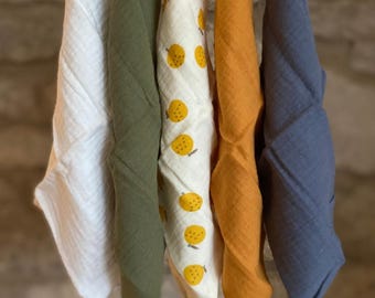 Pure Cotton Baby Drool Cloths | Compact Teething Muslins for Dribble, Skin Specialist Approved Teething Wipes, Reusable Bib Alternative