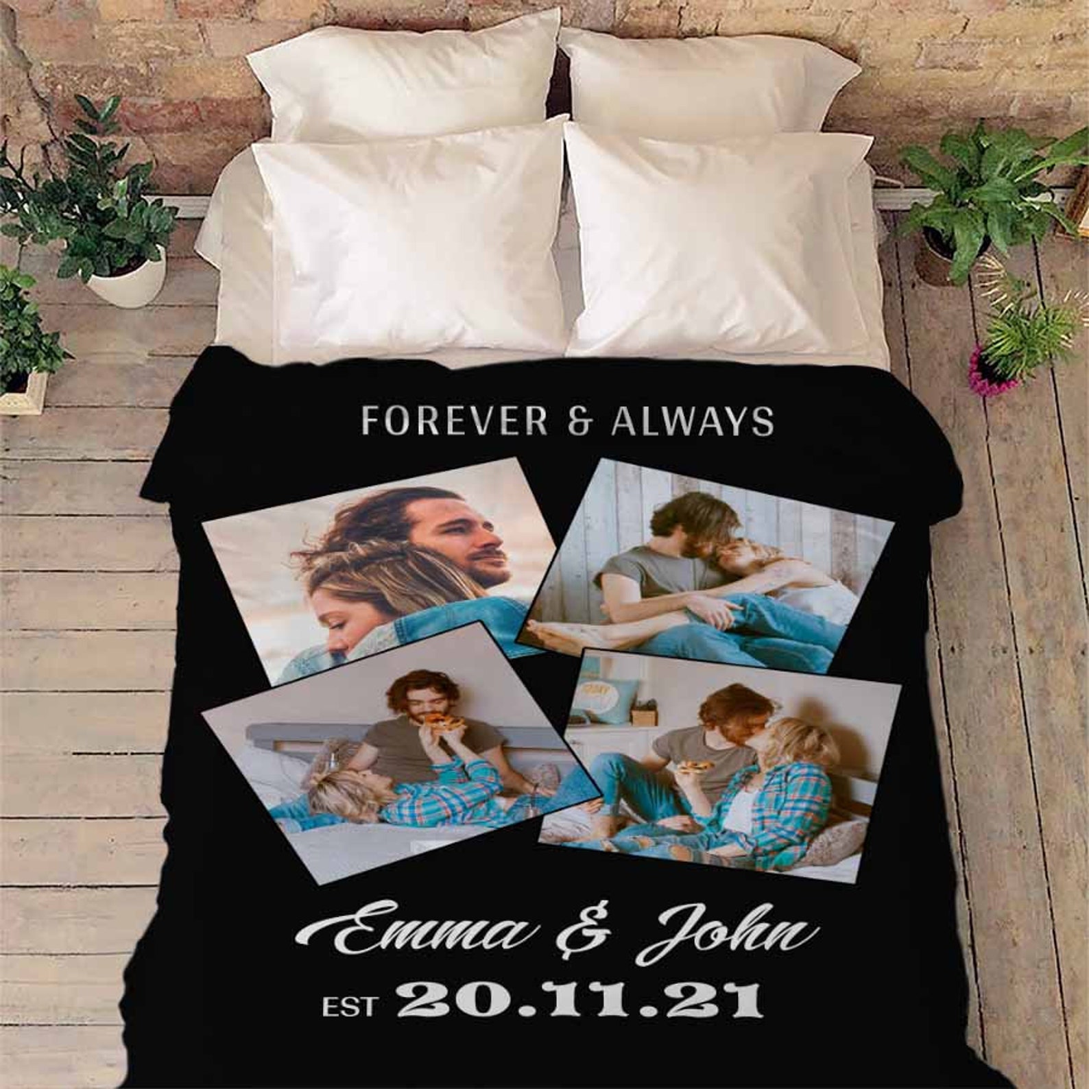 Customized Photo Blanket for Couples, Blanket With Photo and Text