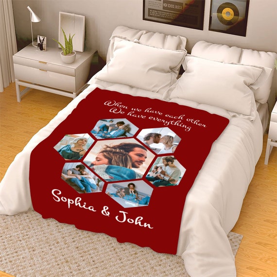 Customized Photo Blanket for Couples Blanket With Photo and Text