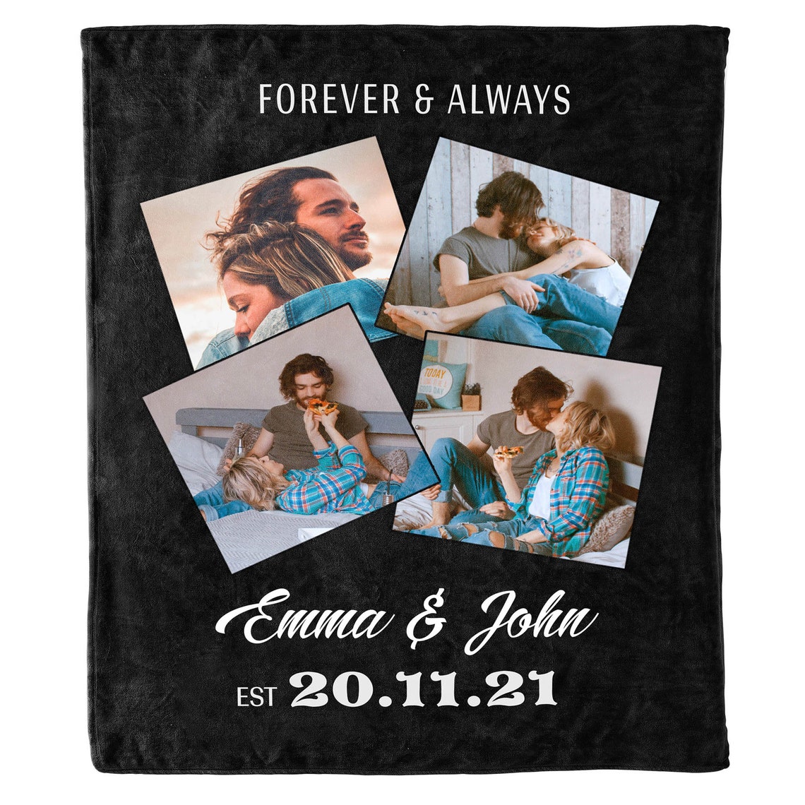 Customized Photo Blanket for Couples, Blanket With Photo and Text