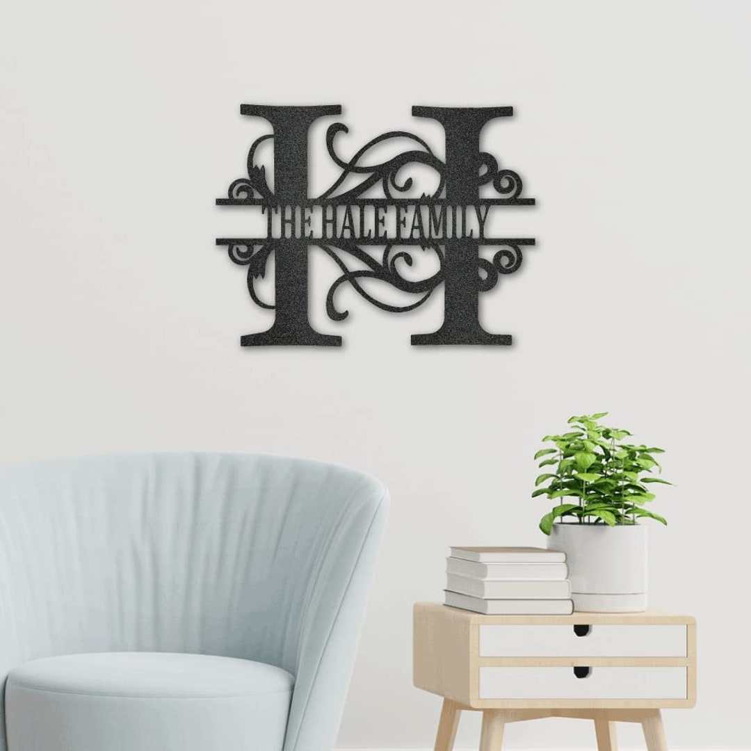 Customized Split Letter Monogram Custom Family Name Sign Outdoor Metal ...