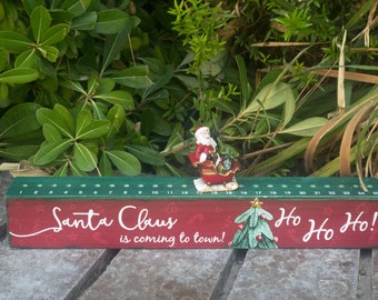 Wood Santa In Sleigh Advent Calender