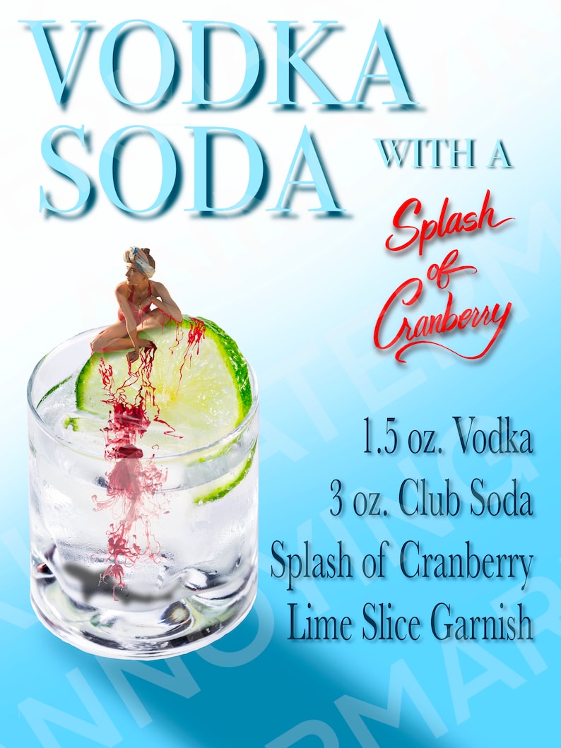 Vodka Soda With A Splash of Cranberry Cocktail Bar Bar Cart Digital