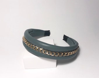Leather stud and chain head band Middle-earth Elven Warrior Celtic Leather Crown Band, With  main image 4