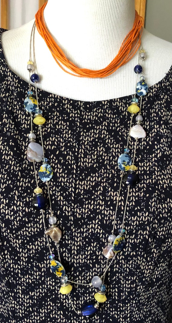 RUBY RD Mixed Media Long Double Strand Fashion Ne… - image 1