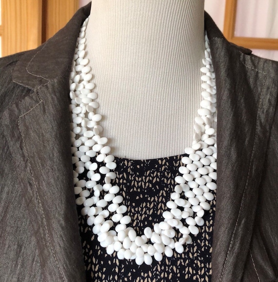 1950’s Milk Glass Beads 3-Strand Necklace 24”