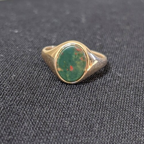 Vintage Red Bloodstone Engagement Ring Yellow Gold Signet | Etsy