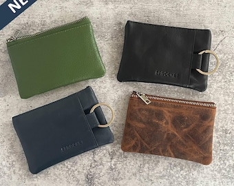 Leather Card Wallet with Key Ring - RFID Protection - 6 Colors