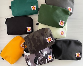 Small Pouch. 9 Colors. Water Resistant Nylon with Contrasting Lining. Made in USA. (Includes detachable black wristlet)