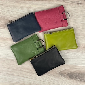 Mini billetera de cuero para tarjetas con llavero