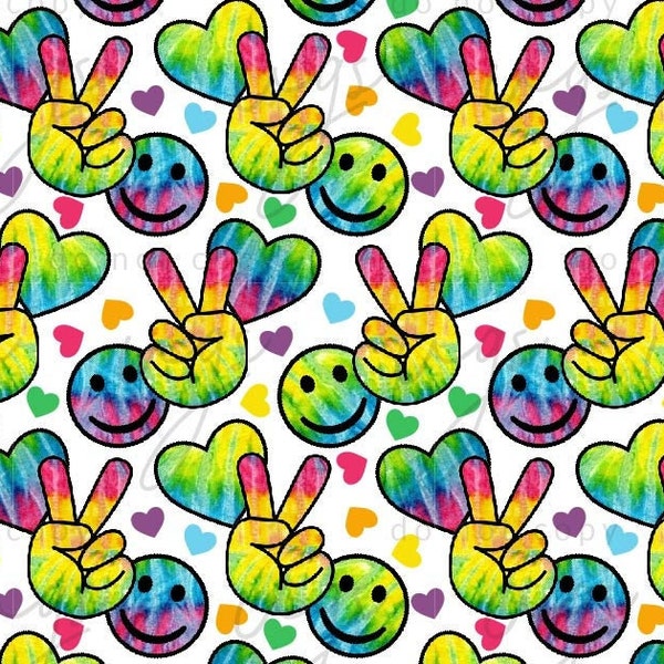 Peace, Love, and Happiness Tie Dye Seamless Pattern File