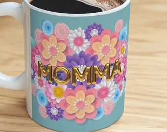 Ceramic Mug For Mom coffee mug floral mug mothers day gift for Momma tea mug 3D flower aesthetic design