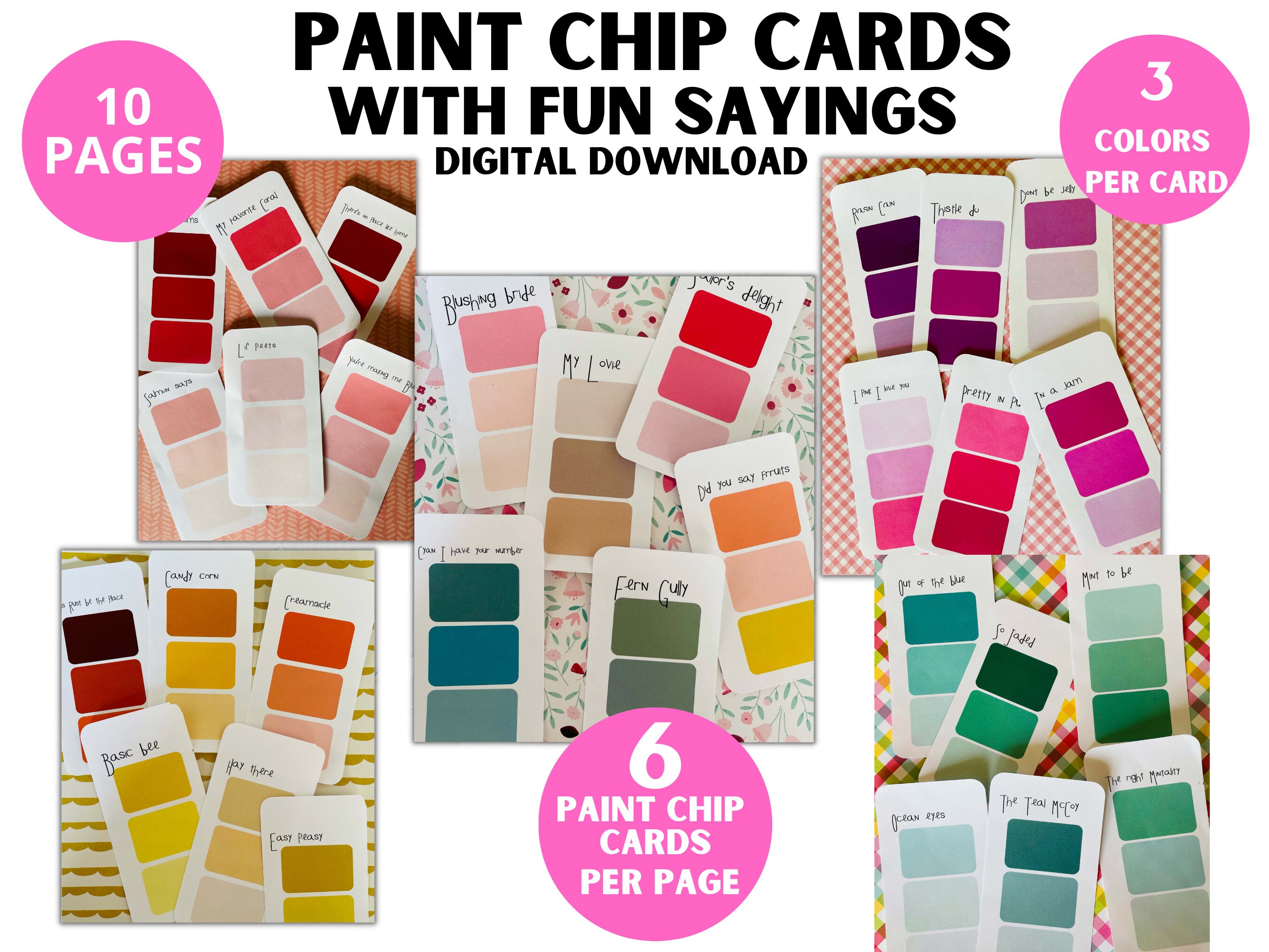 Printable Paint Chips With Funny Sayings Spring Colors Ephemera Digital ...