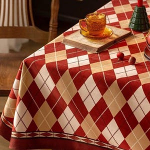 For Party - Oilcloth Tablecloth, Waterproof, Stain-Resistant, Easy Clean, Outdoor Plaid Design Oilcloth Table Cover